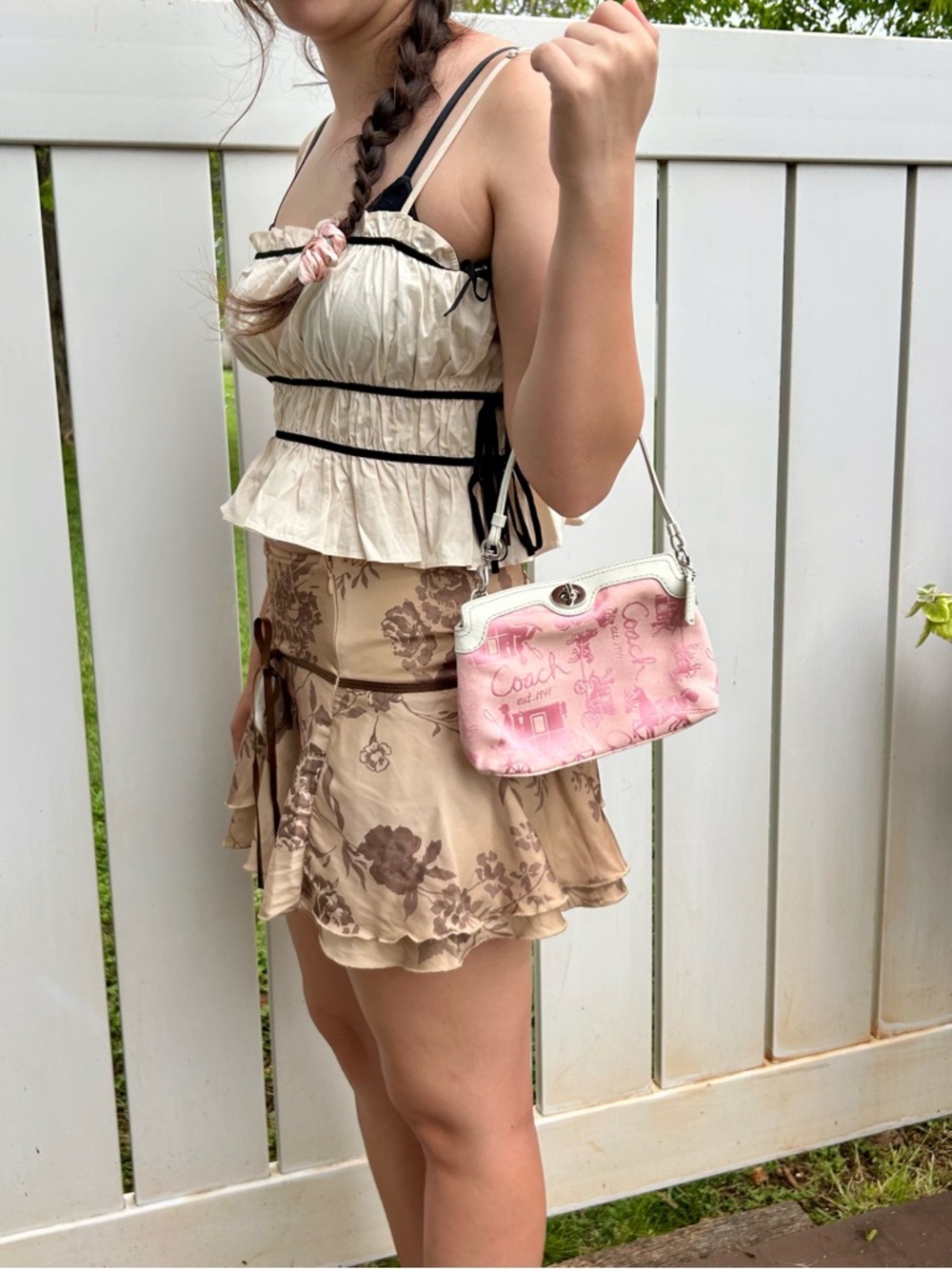 Authentic Coach Pink y2k vintage htf wristlet baguette Carriage and Horse EUC